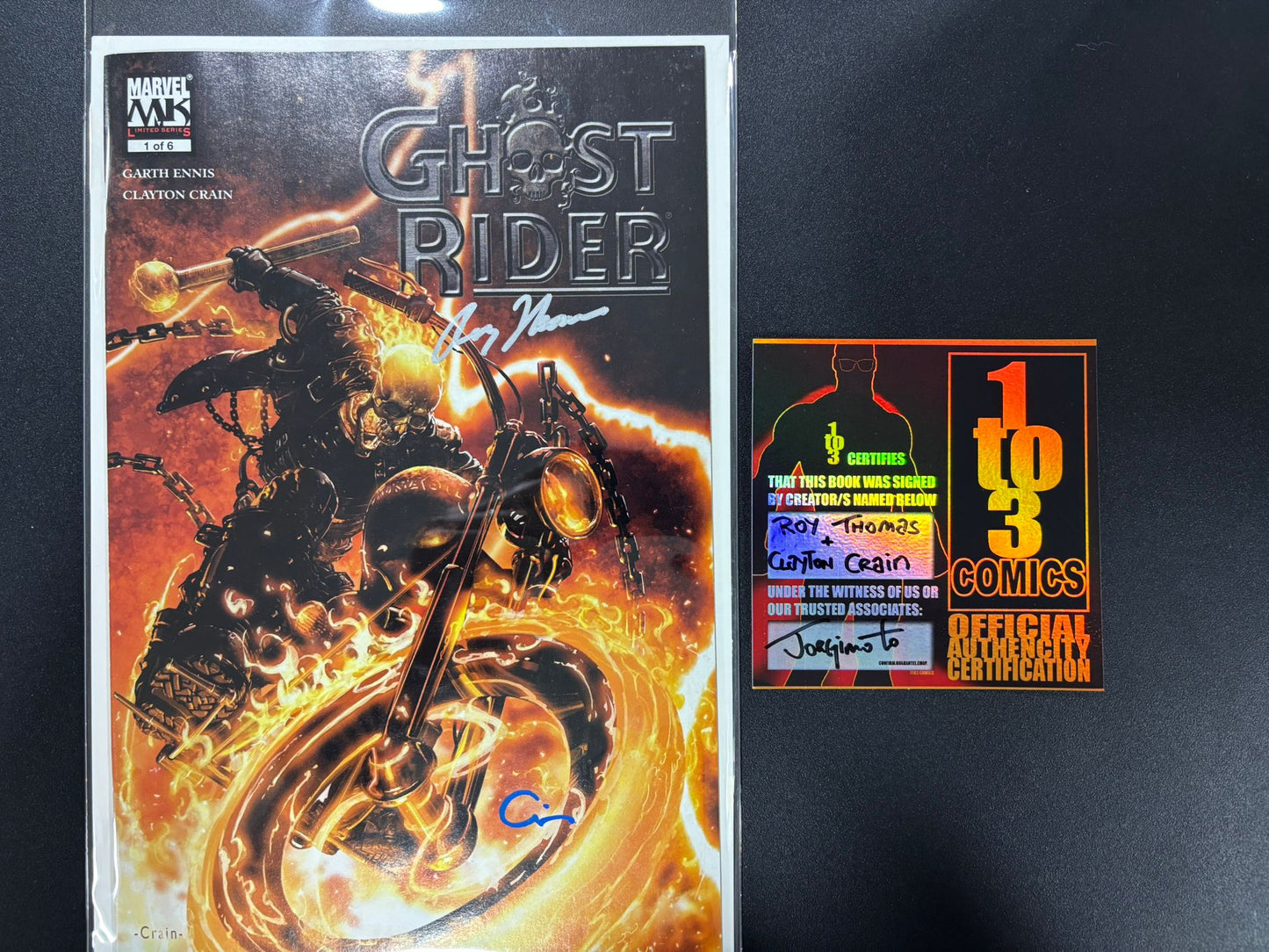 Marvel Knights Ghost Rider 1 Roy Thomas/ Clayton Crain Signed