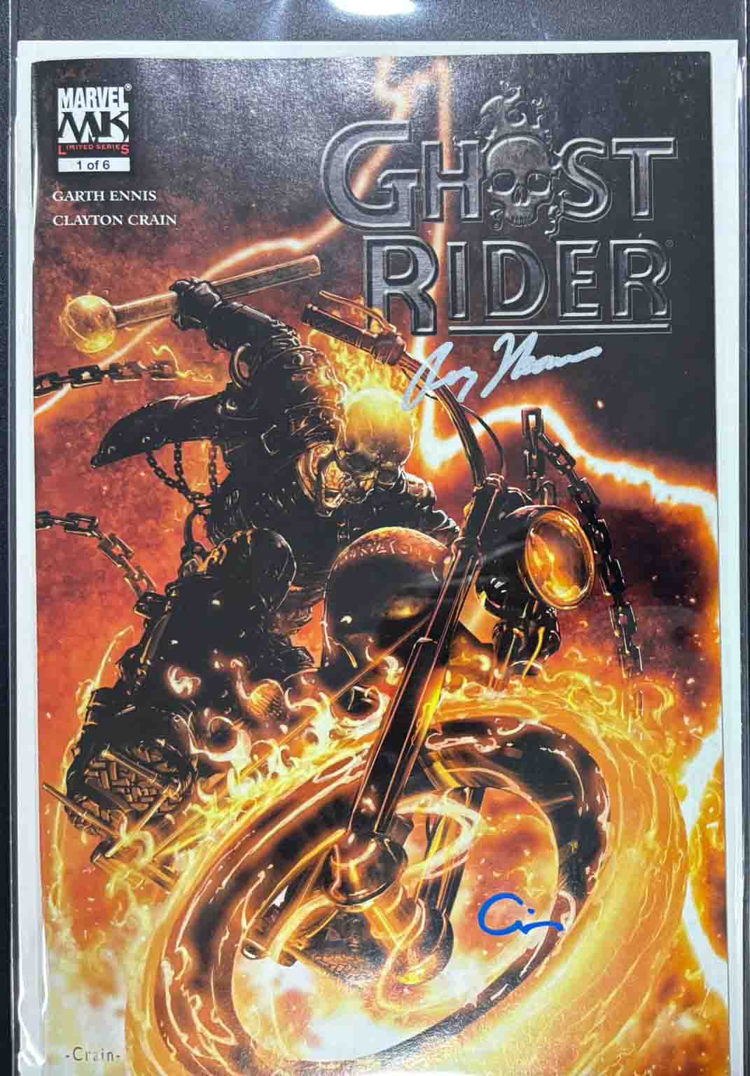 Marvel Knights Ghost Rider 1 Roy Thomas/ Clayton Crain Signed