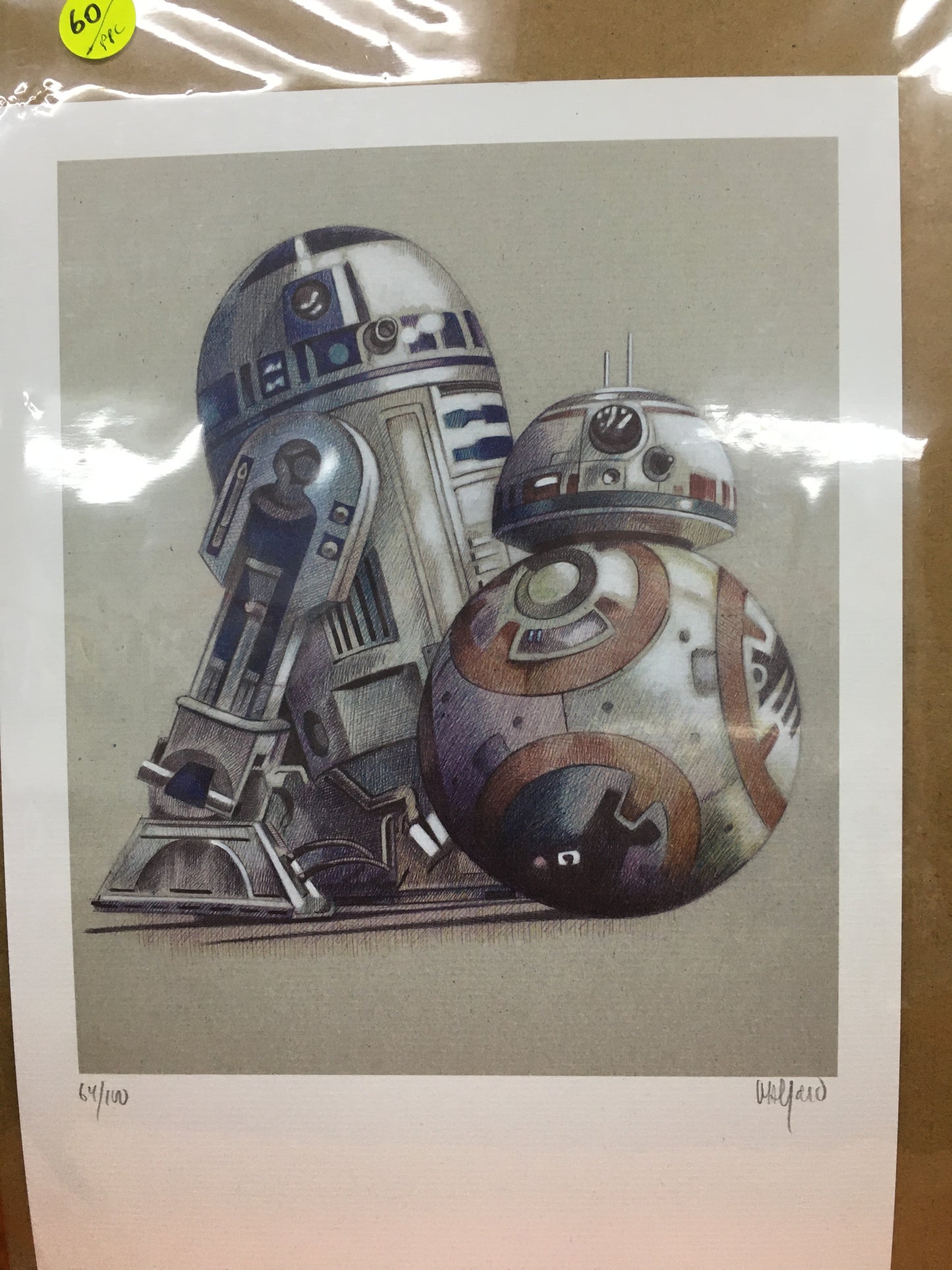 R2D2 & BB8 LIMITED ART PRINT by Miguel Alfaro